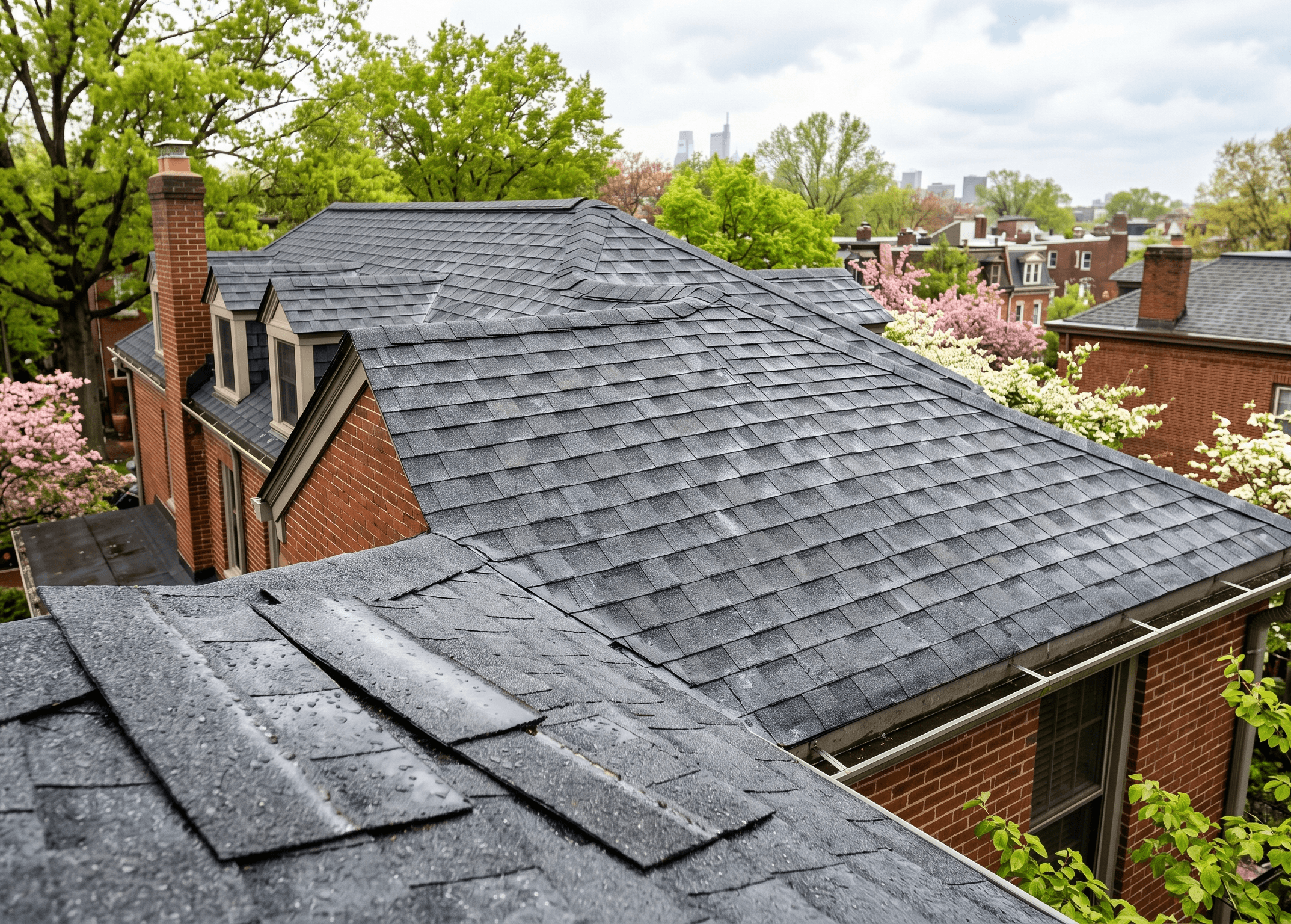 Man putting on shingles