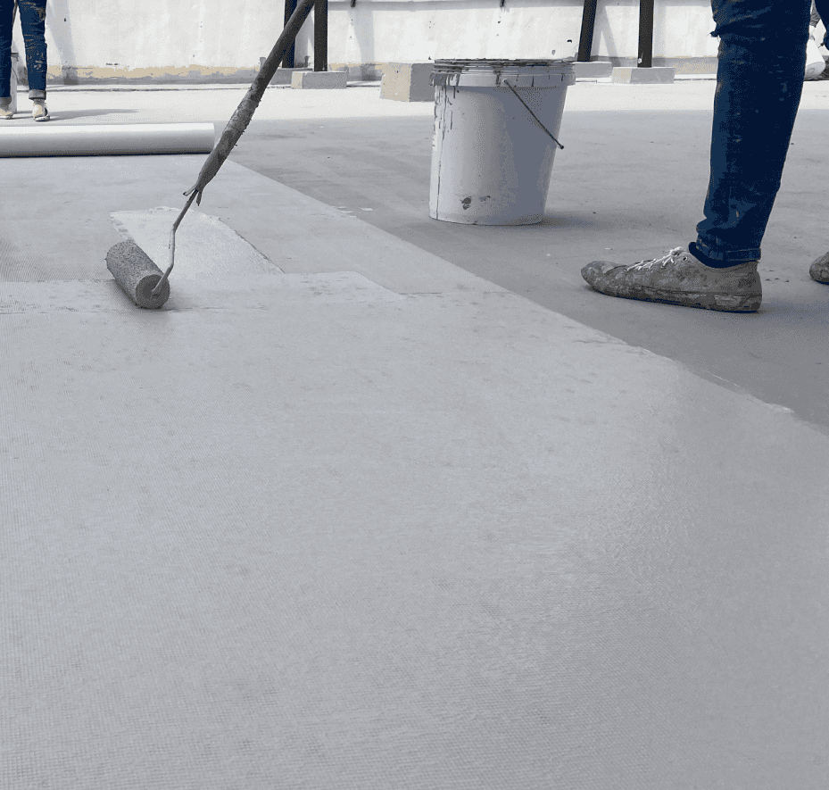 Man putting on shingles