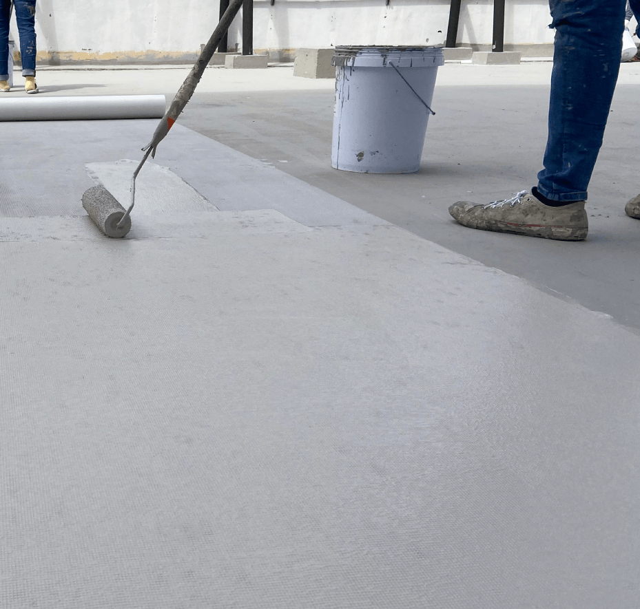 Man putting on shingles